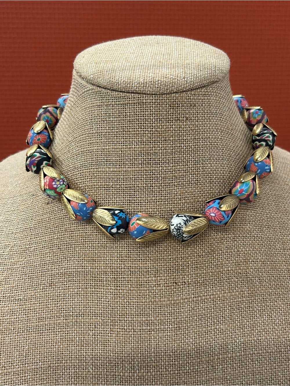 Lenora Dame Gold tone Floral Tulip Beaded Choker